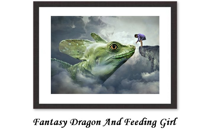 Fantasy Dragons Lizard Feed Child Girl Feeding